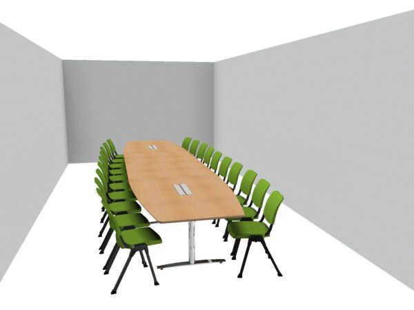 Optima møtebord 240x120 cm. Båtformet plate. T fot understell. - Bilde 4