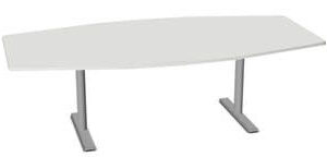 Optima møtebord 240x120 cm. Båtformet plate. T fot understell.