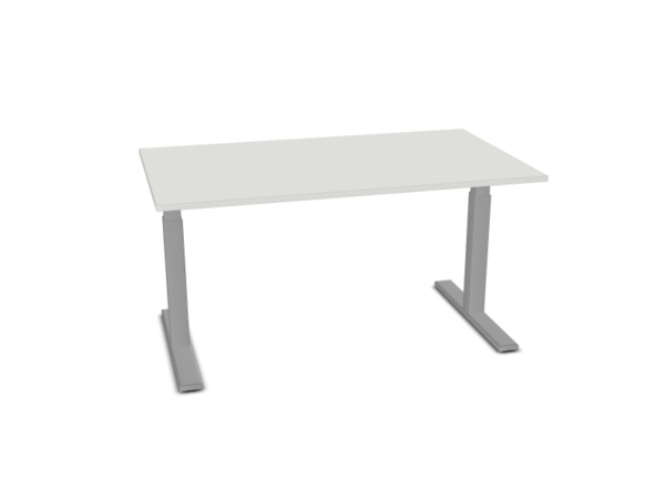 Arbeidsbord 120x80 cm EL understell sølv. Hvit laminat plate