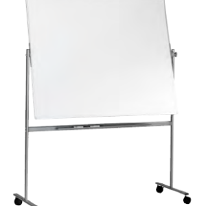 Vendbar Whiteboard tavle på gulvstativ 157x120 cm med list for tusjer